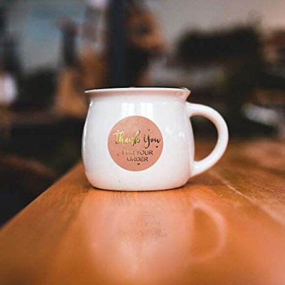 1000 Adorable Pink Rose Gold "Thank you" Stickers - Picture 4 of 7